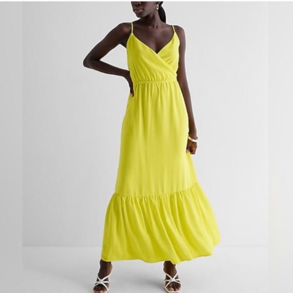 New Bright Yellow EXPRESS Maxi Dress XS - Picture 3 of 5
